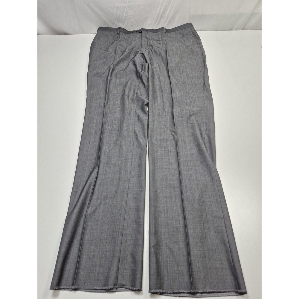 Emilio Ciro Suit Pants Mens 43x36 Gray 100% Wool Turbo 160 Unhemmed Flat Front